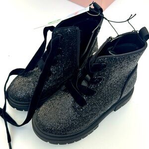 Cat and Jack Cutest Target Sparkle Combat Boot Black Glitter size 10